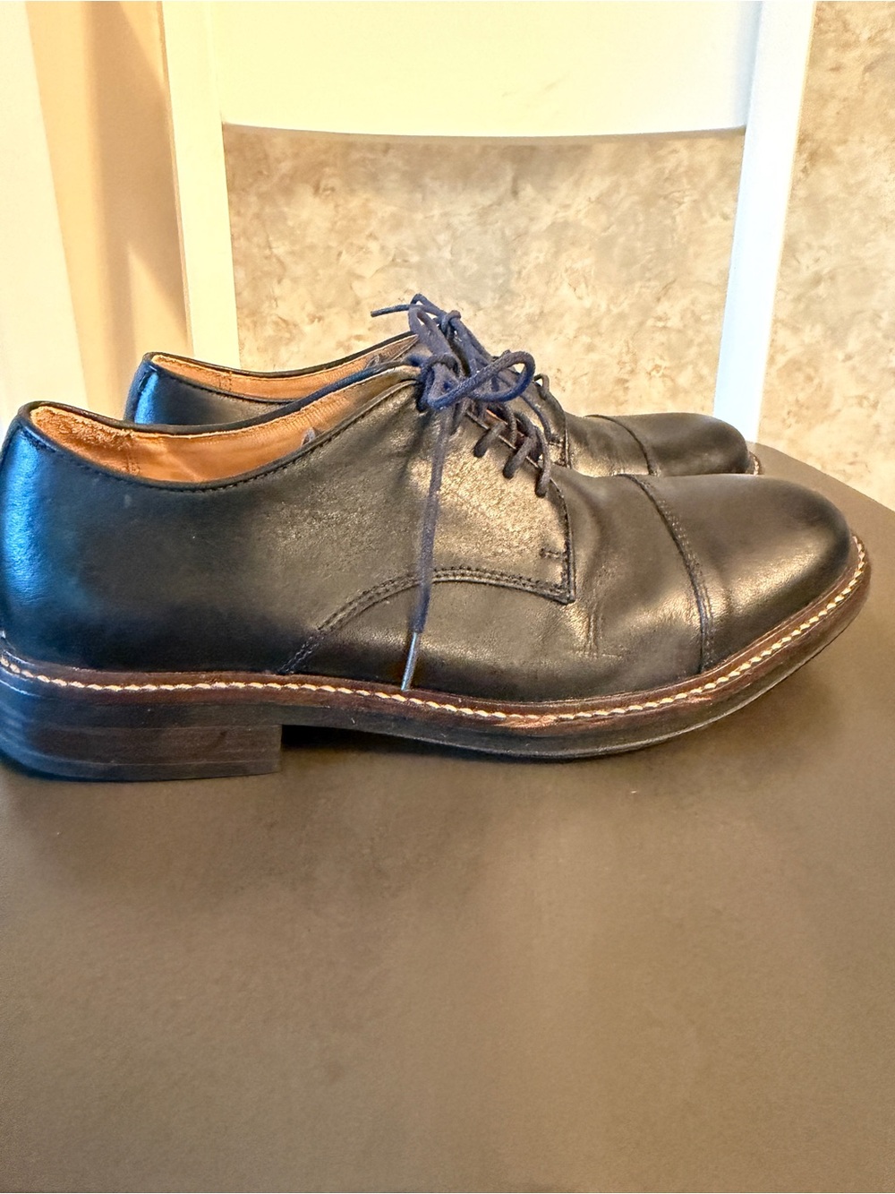 G.H. Bass & Co. Black Leather Cap-Toe Derby Shoes